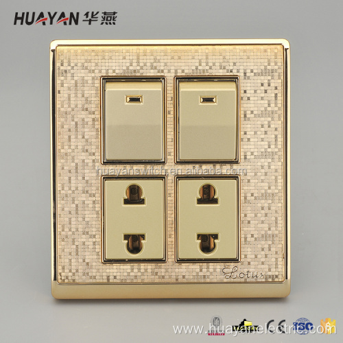 Main Product Gold Double Gang Switch Wall Socket